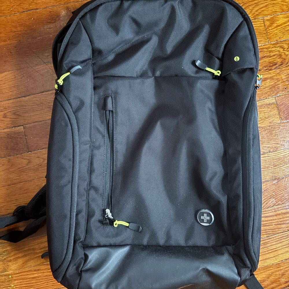 Sleek Black Backpack with Neon Accents